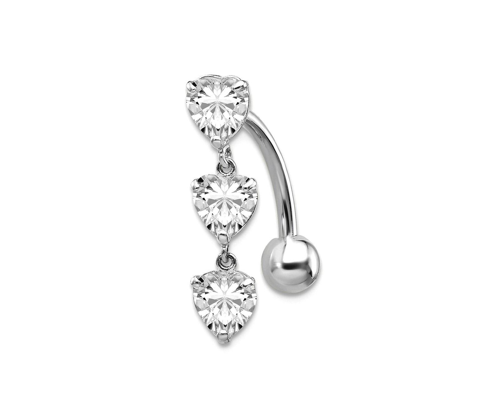 Золотое украшение Curata Jewelry 10k Solid Gold 14g 5mm Triple Love Heart Cubic Zirconia кольцо для пирсинга пупка