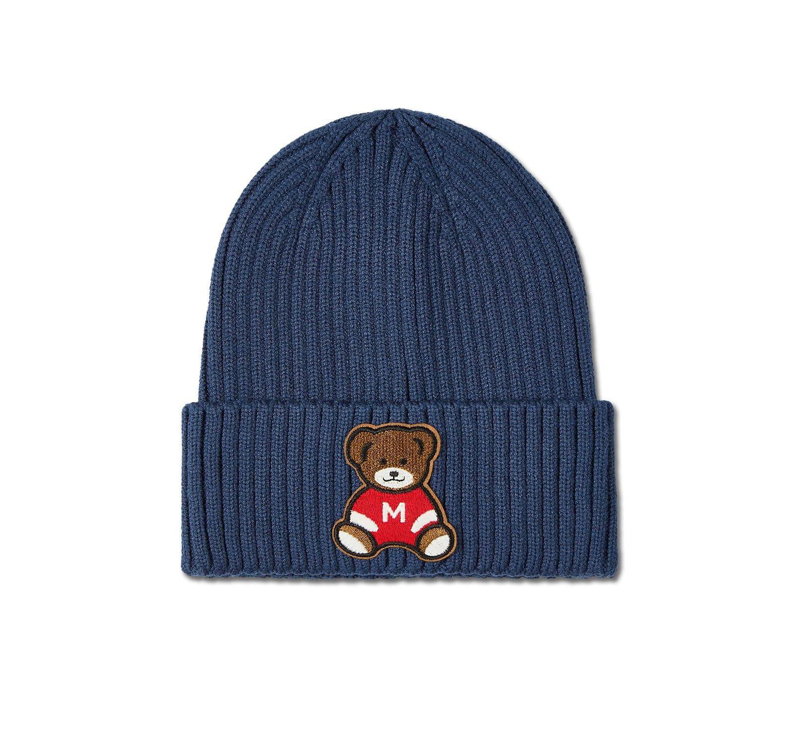 MeMoi Kids Teddy Bear Ribbed Rayon Blend Embroidered Beanie