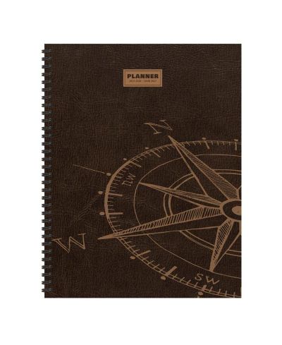 TF Publishing Paper Goods July 2026 - June 2027 Leather Compass Large Weekly Monthly Planner