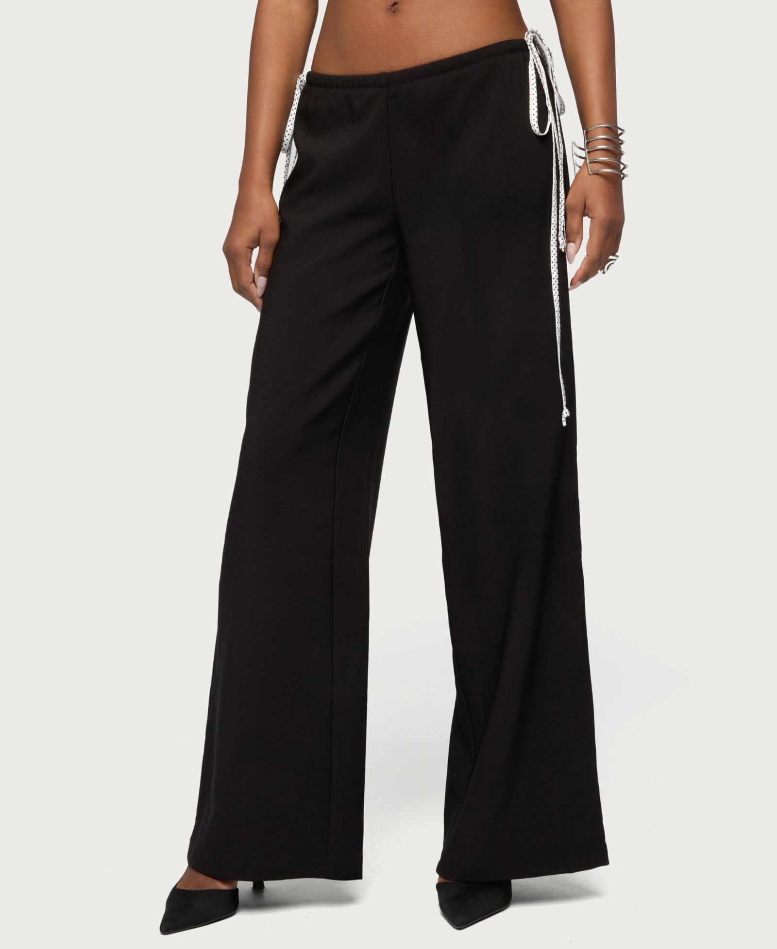 Edikted Women's Mikah Dotted Ribbon Wide Leg Pants