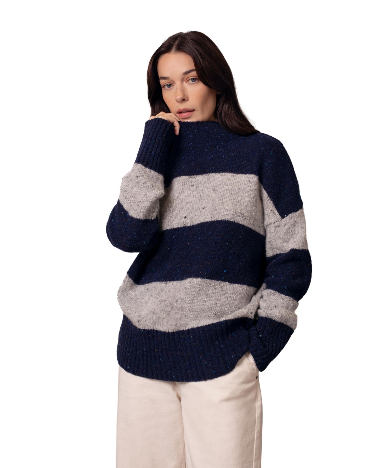 Celtic & Co. Women's Donegal Colourblock Funnel Neck Sweater