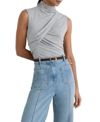 REISS Women's Wanda Ruched High Neck Top