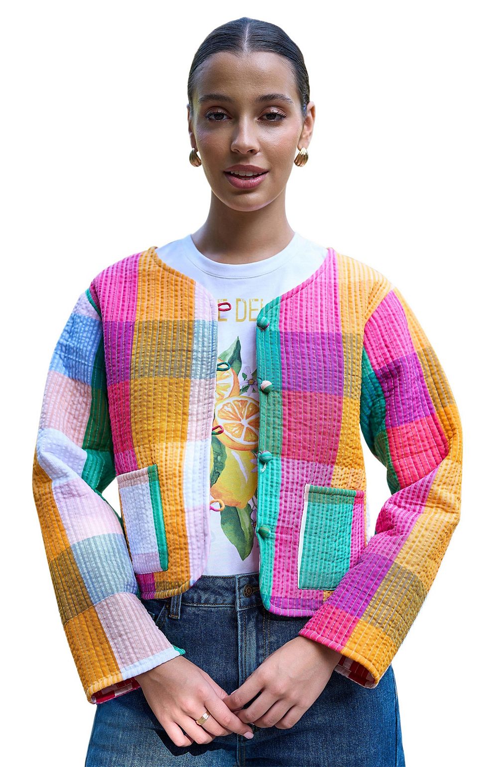 Женская стеганая куртка Yumi Collar Reversible Cotton Quilted