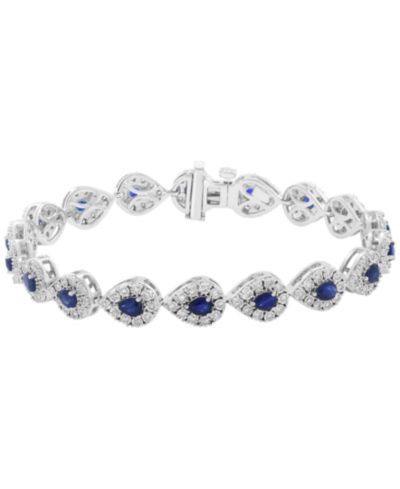 EFFY Collection Sapphire (4-1/4 ct. t.w.) & Diamond (1 ct. t.w.) Bracelet in Sterling Silver