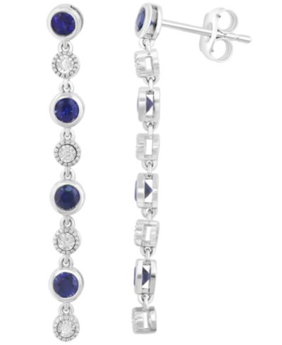 EFFY Collection Sapphire (7/8 ct. t.w.) & Diamond (1/20 ct. t.w.) Drop Earrings in Gold Over Sterling Silver