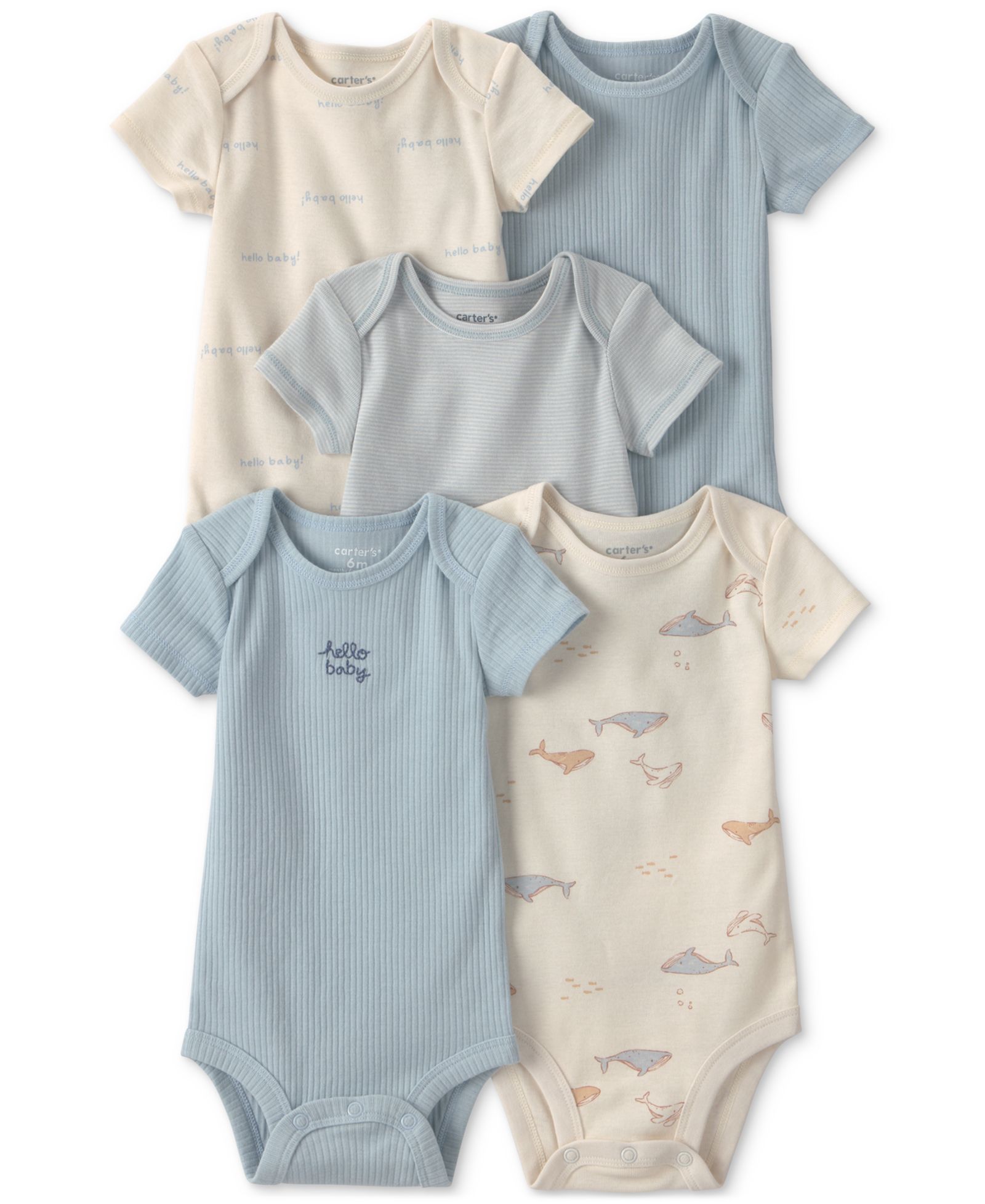 Детские боди Carter's Whale Print Short-Sleeve 5-Pack