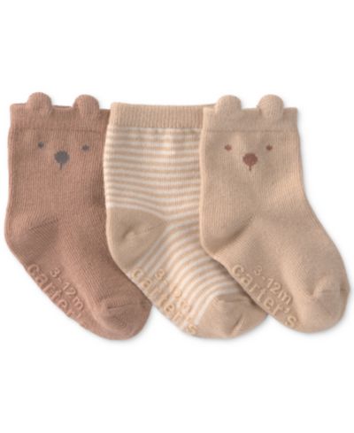 Carter's Baby Boys' and Girls' Bear Socks, 3-Pack