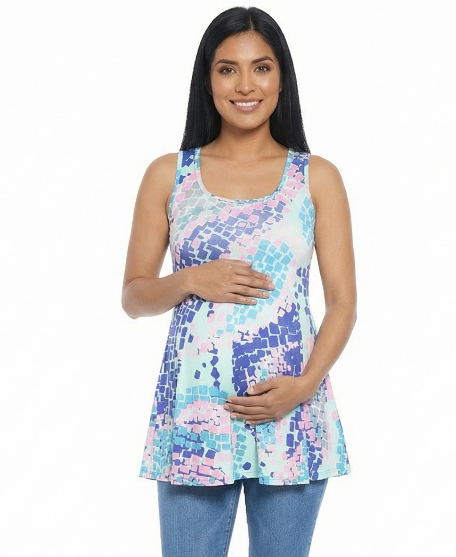 24seven Comfort Apparel Women's and Plus Size Maternity Tunic Tank Top