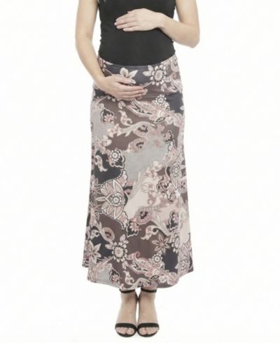 24seven Comfort Apparel Women's and Plus Size Maternity A-Line Maxi Skirt