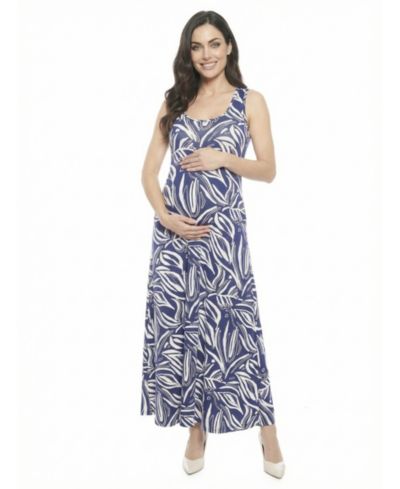 24seven Comfort Apparel Women's Maternity Scoop Neck Maxi Dress