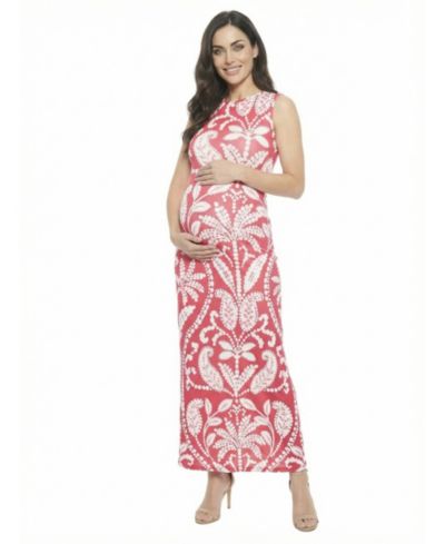 24seven Comfort Apparel Women's Maternity Sleeveless Maxi Dress