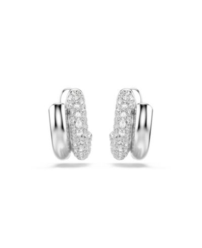 Серьги Swarovski Rhodium-Plated Gleaming Tubular Huggie