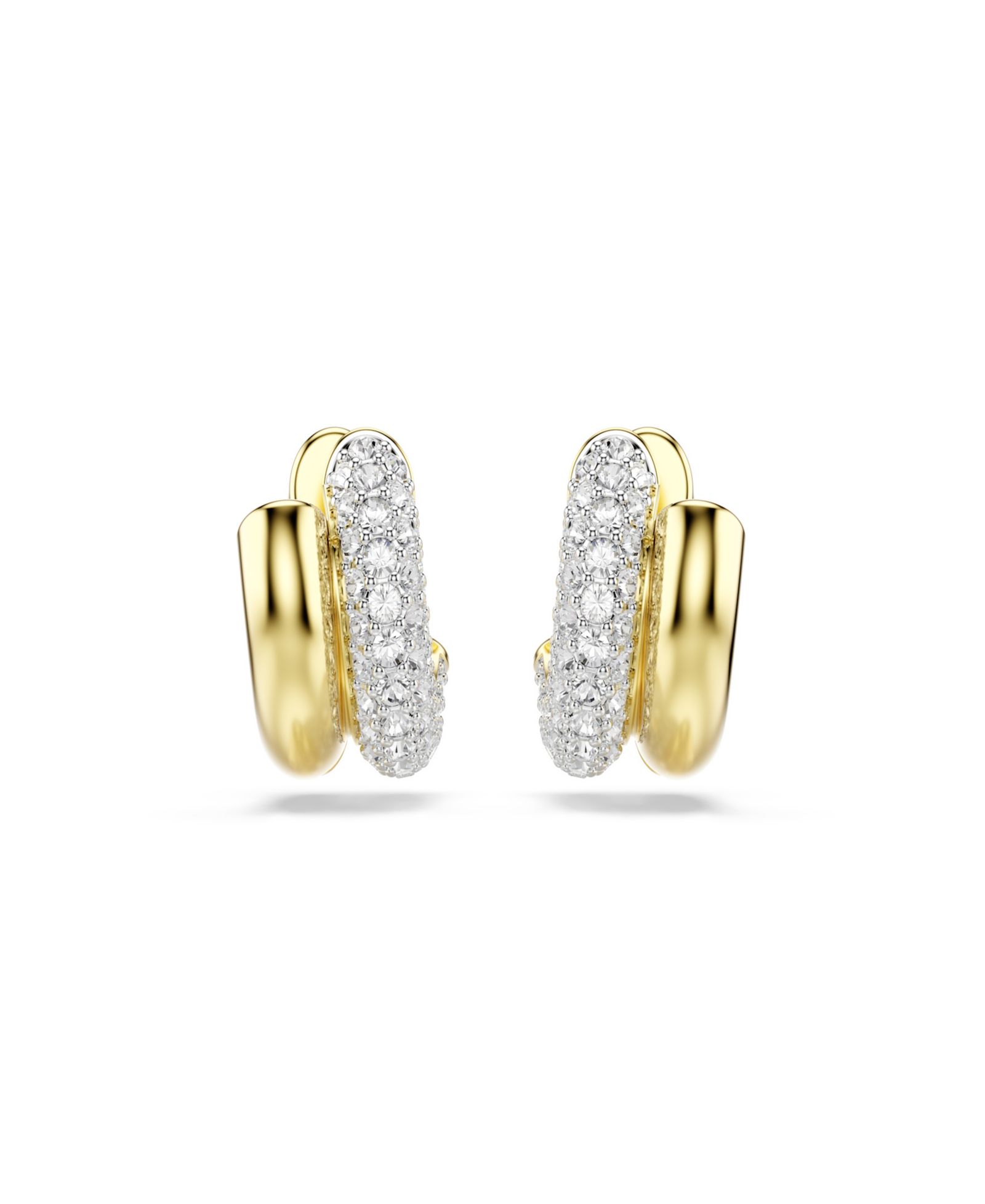 Swarovski Gold-Tone Plated Gleaming Clear Crystal Pave Earrings