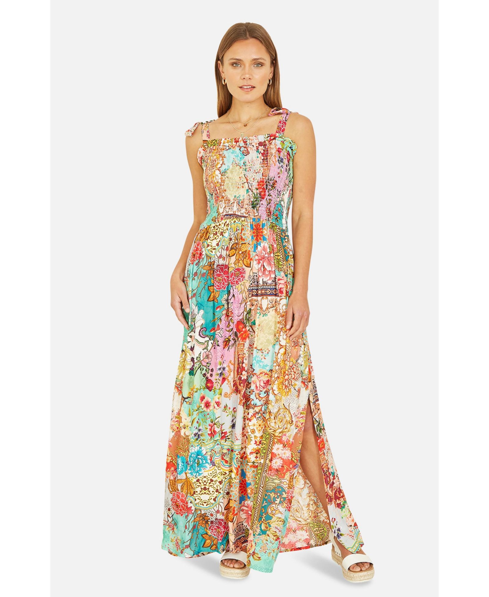 Женское платье Yumi Patchwork Split Hem Maxi