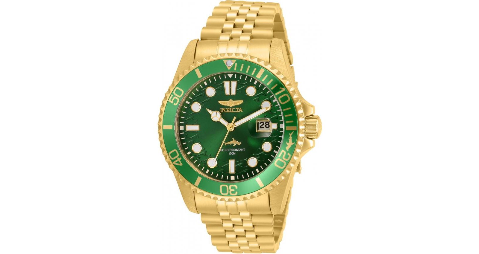 Invicta Men's 30615 Pro Diver Quartz 3 Hand Green Dial Watch