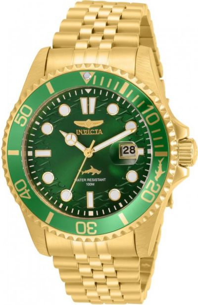 Мужские часы Invicta 30615 Pro Diver с кварцевым механизмом, зеленым циферблатом и тремя стрелками