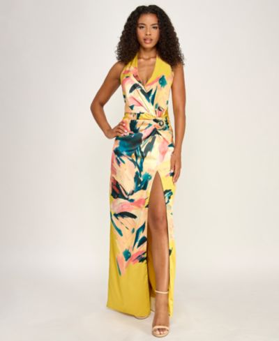 Женское вечернее платье SENI & CADE Plunge V-Neck Printed Gown