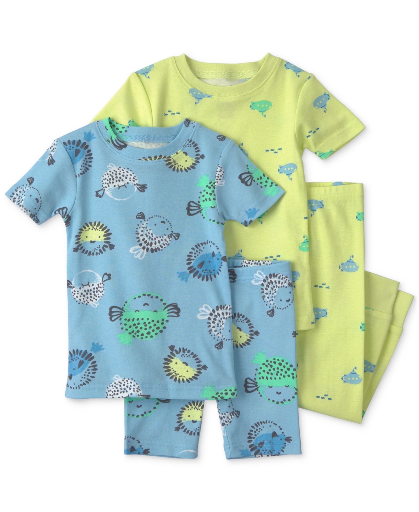 Carter's Детский комплект из 4 предметов: футболка с коротким рукавом, шорты и брюки, Pufferfish