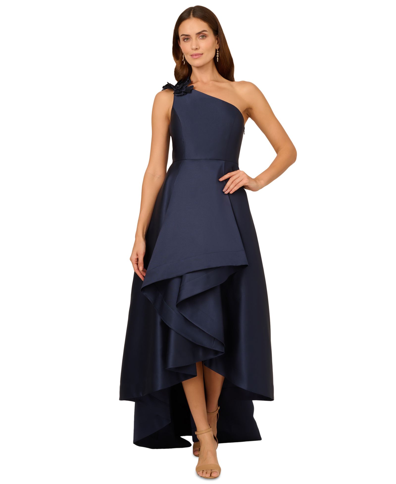 Вечернее платье Adrianna Papell Women's Mikado One-Shoulder High-Low