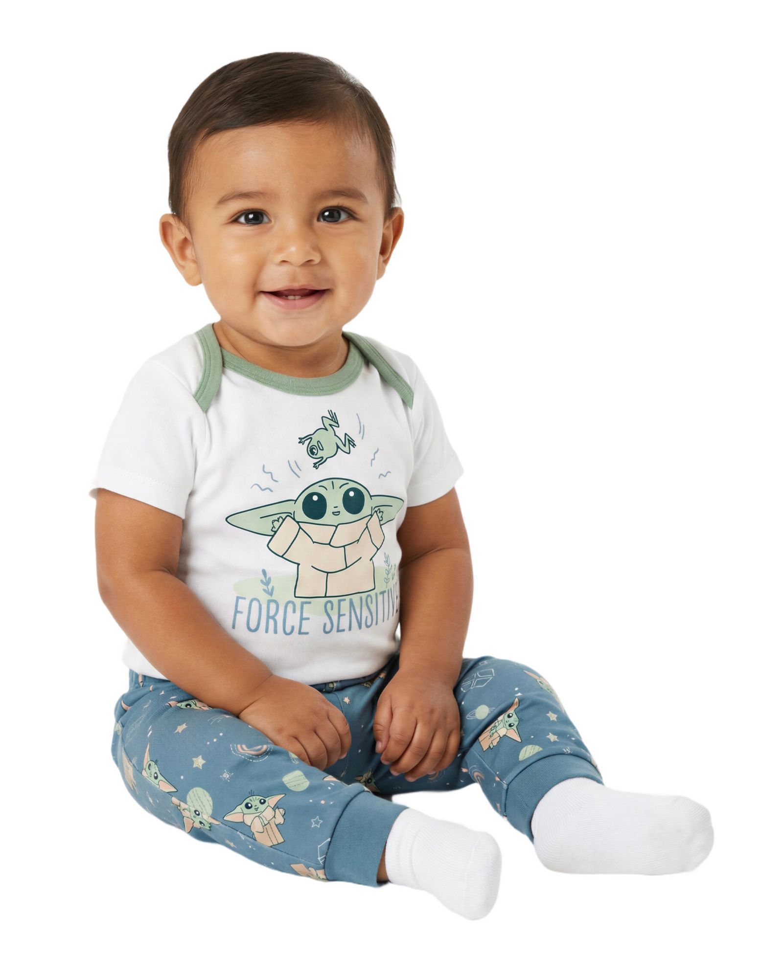 Disney Baby Boys' Star Wars Yoda Short-Sleeve bodysuit and Pants, 2-Piece Set