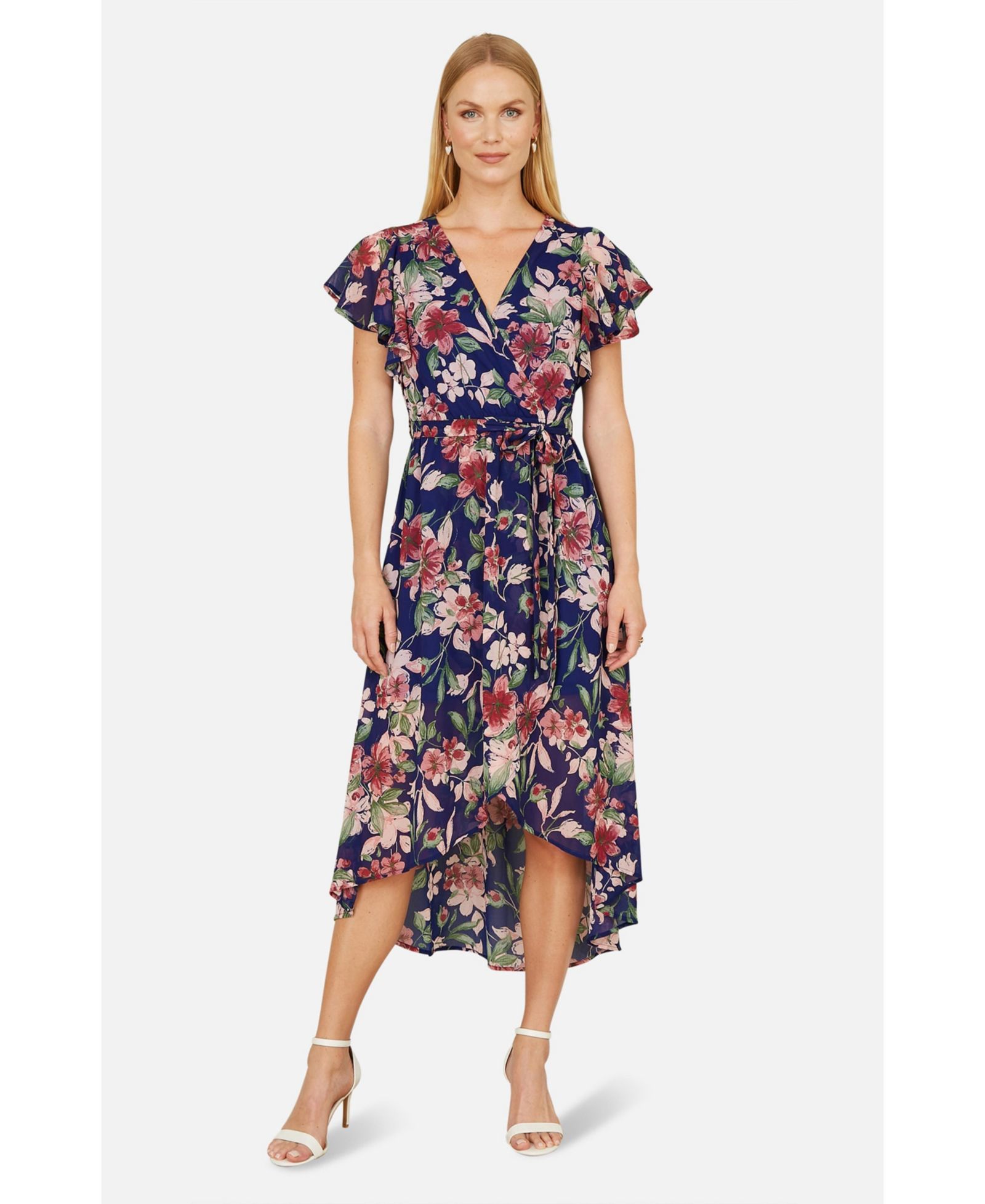Женское миди-платье Yumi Floral Wrap с оборкой по низу