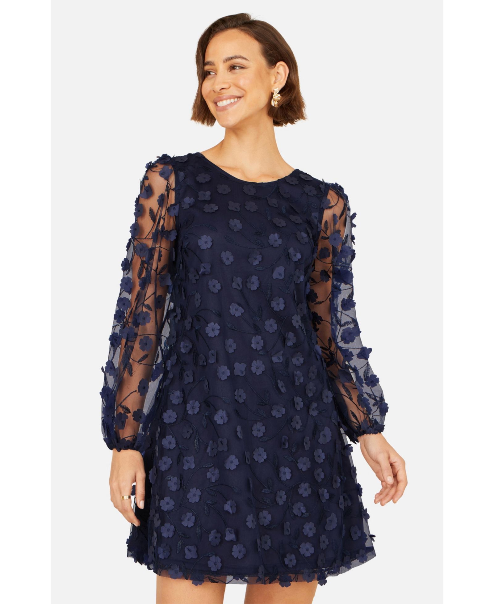 Женское тунико-платье Yumi Long Sleeve Floral Applique