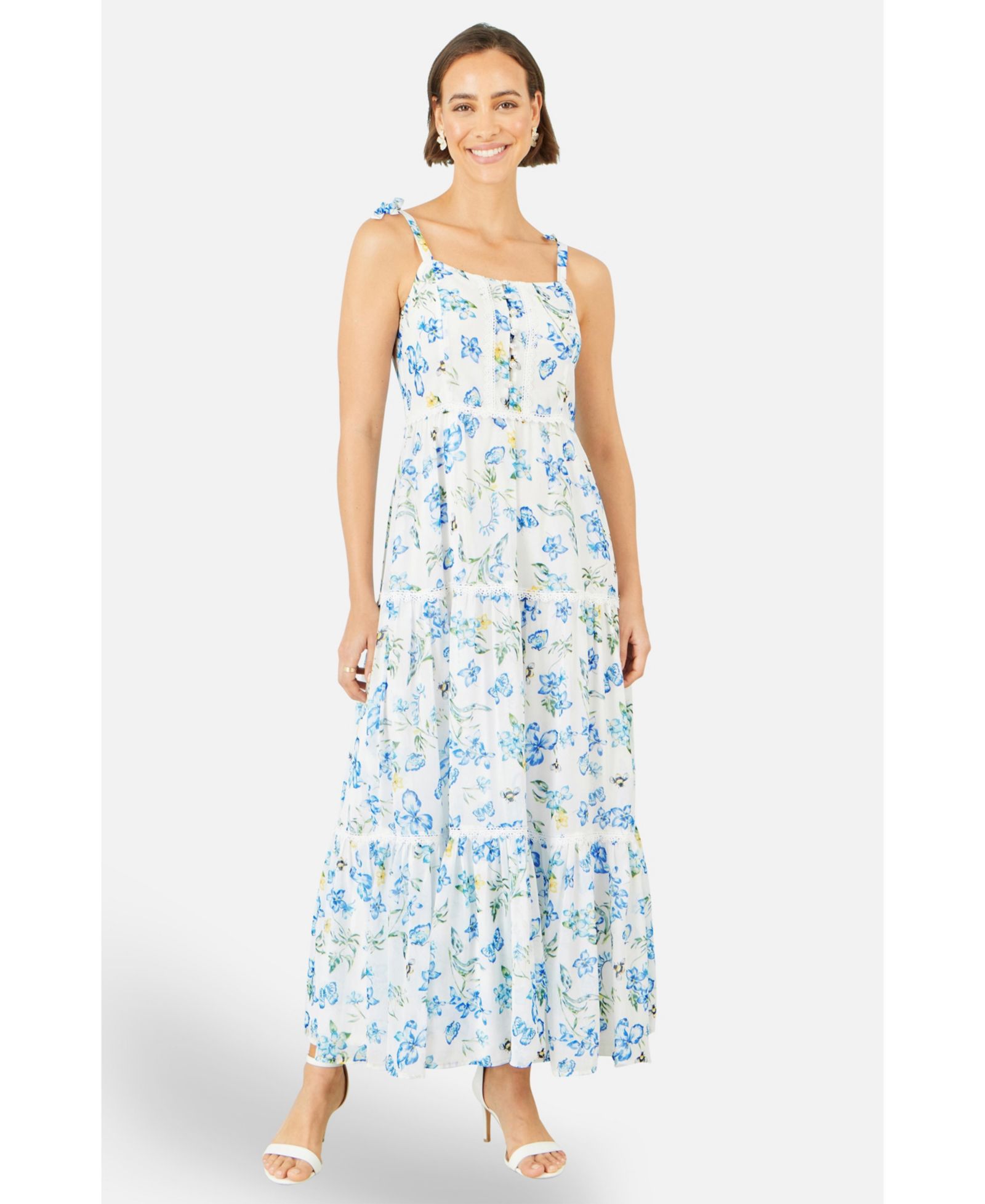 Макси-платье Yumi Women's Butterfly Print Lace Trim