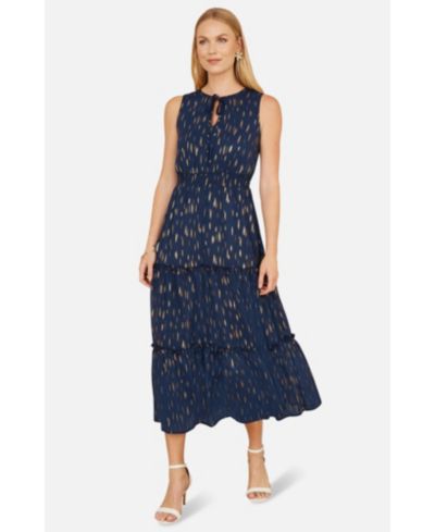 Женское платье Yumi Women's Foil Print Ruched Waist Midi Dress