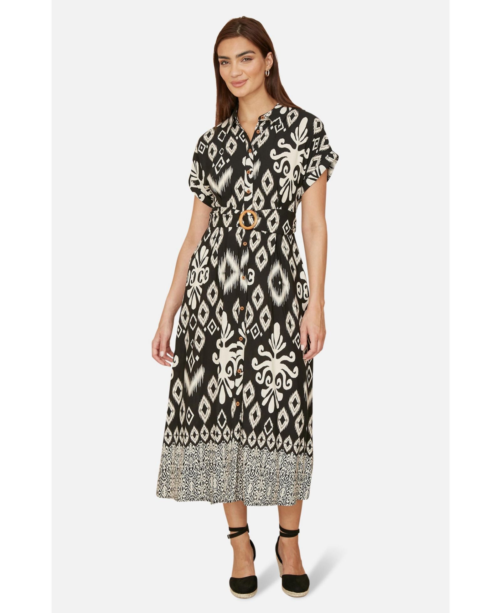 Женское платье рубашка Yumi Geo Print Relaxed Midi
