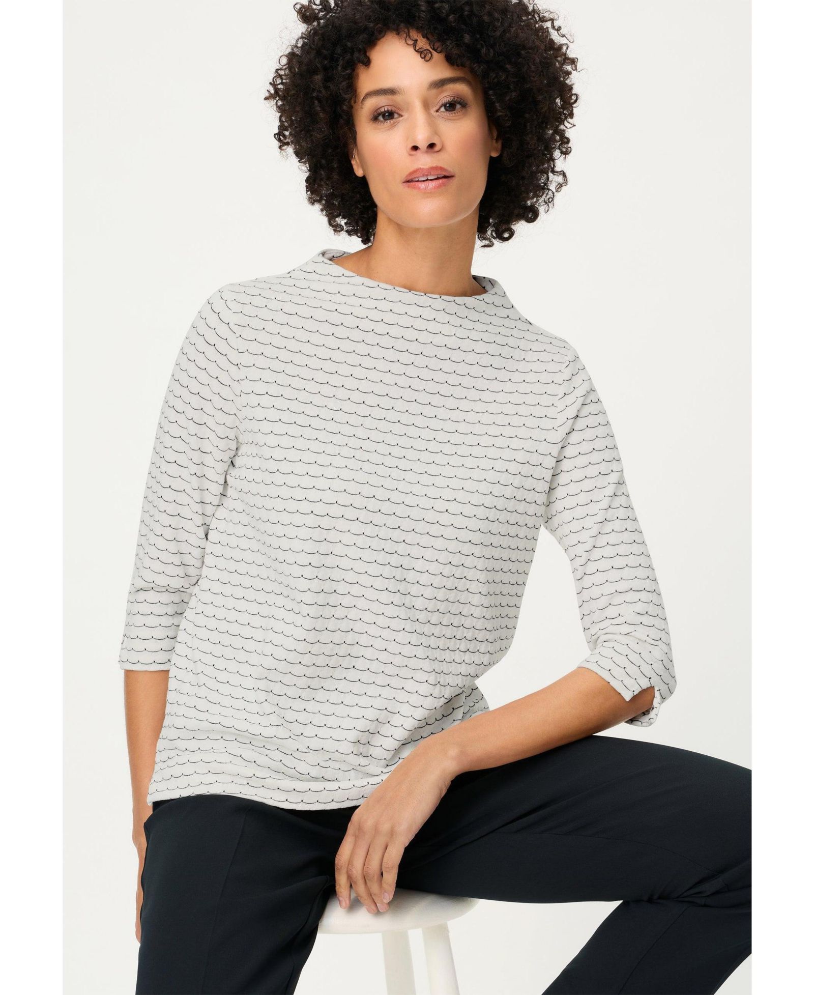 Olsen Женский джерси-топ Scallop Stripe