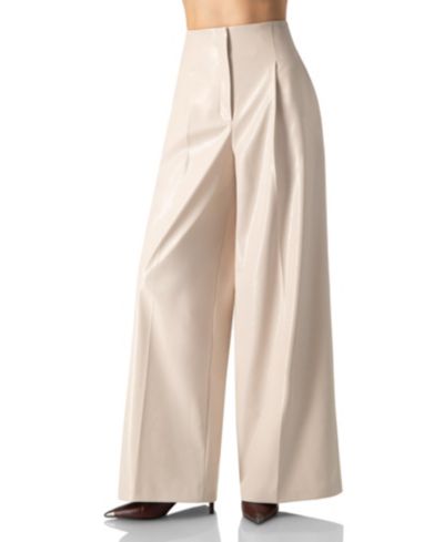 Женские широкие брюки Ivonne из искусственной кожи с карманами