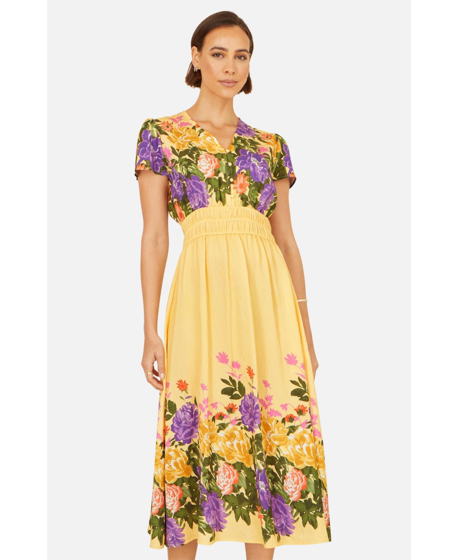 Женское миди-платье Yumi Floral Mirror Print