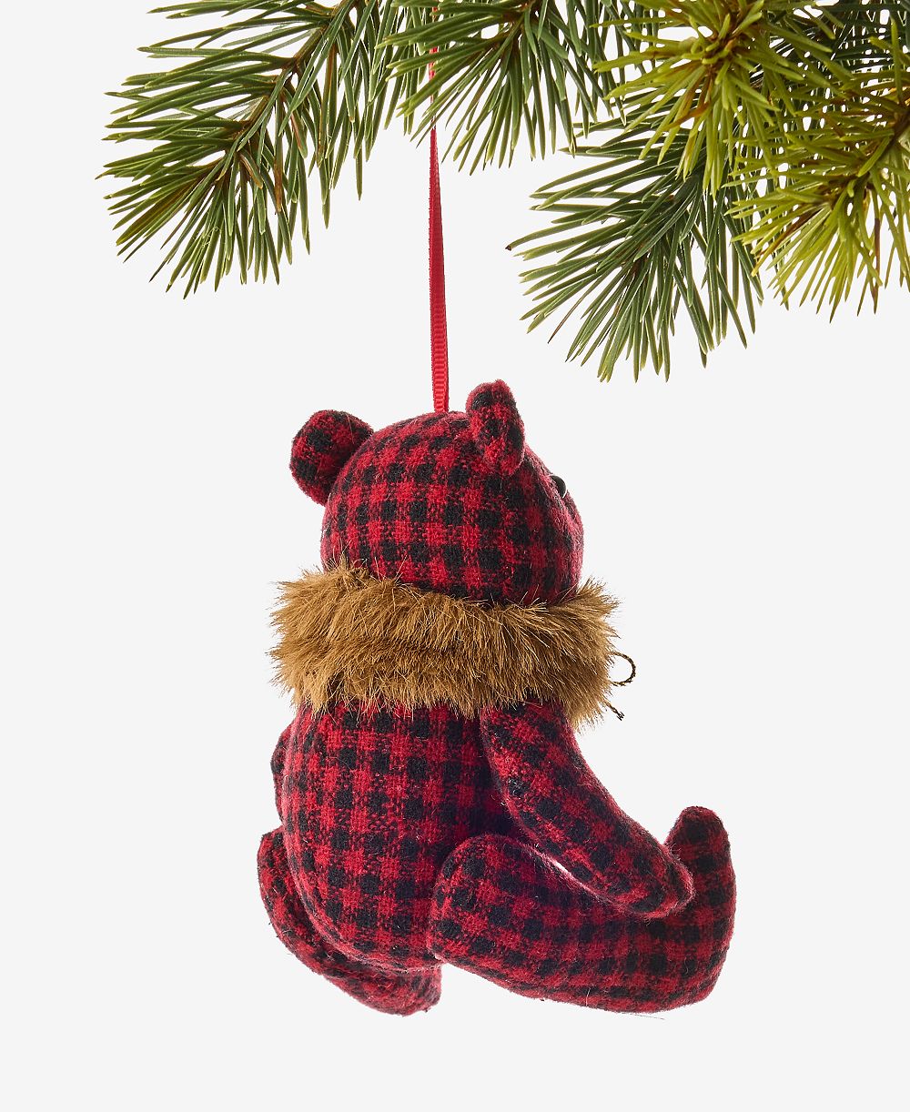 Holiday Lane елочная игрушка в виде медведя Cozy Cabin в клетку, эксклюзив Macy's