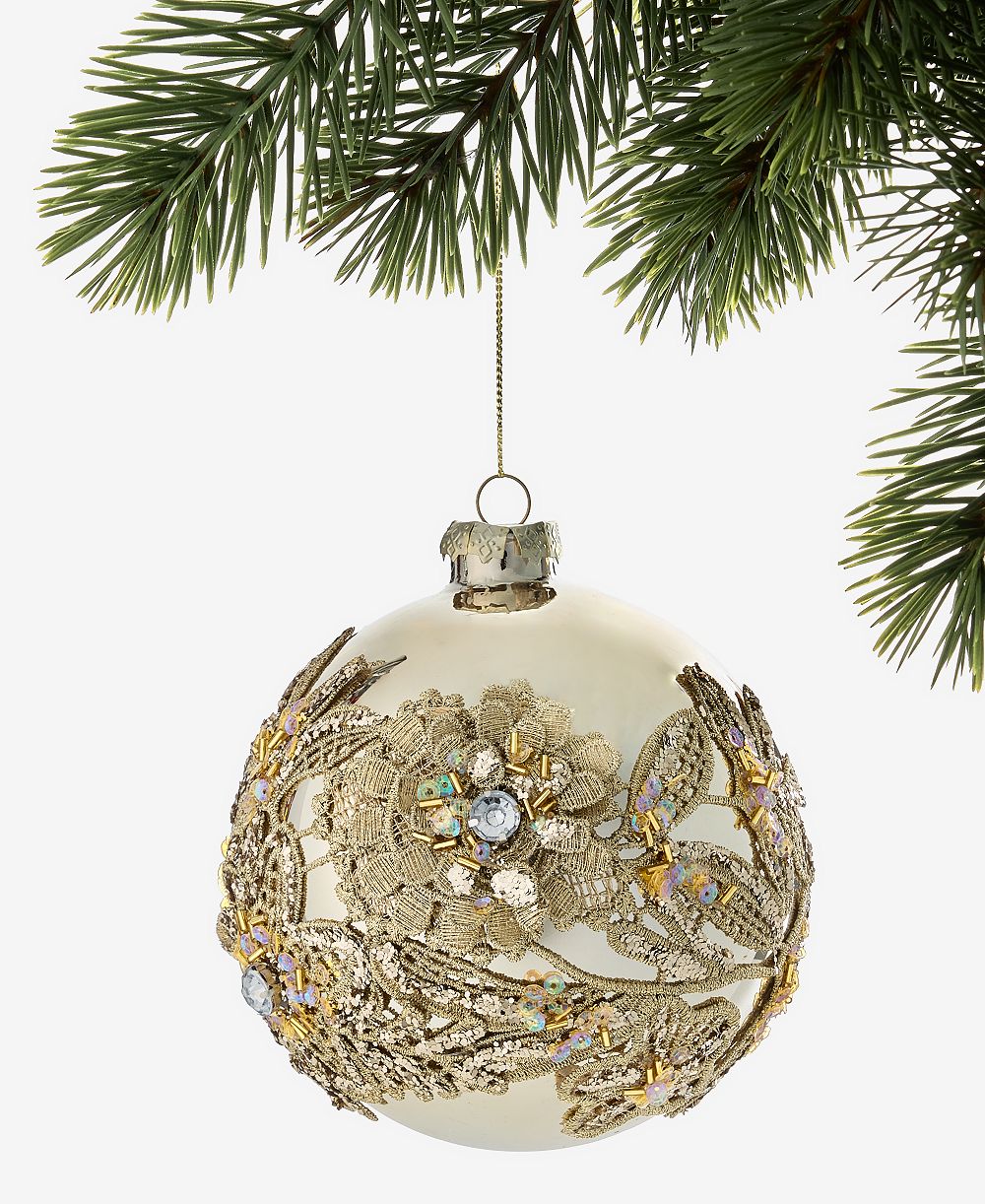 Holiday Lane Украшение-шар Gilded Glamour Floral Pattern, эксклюзив Macy's