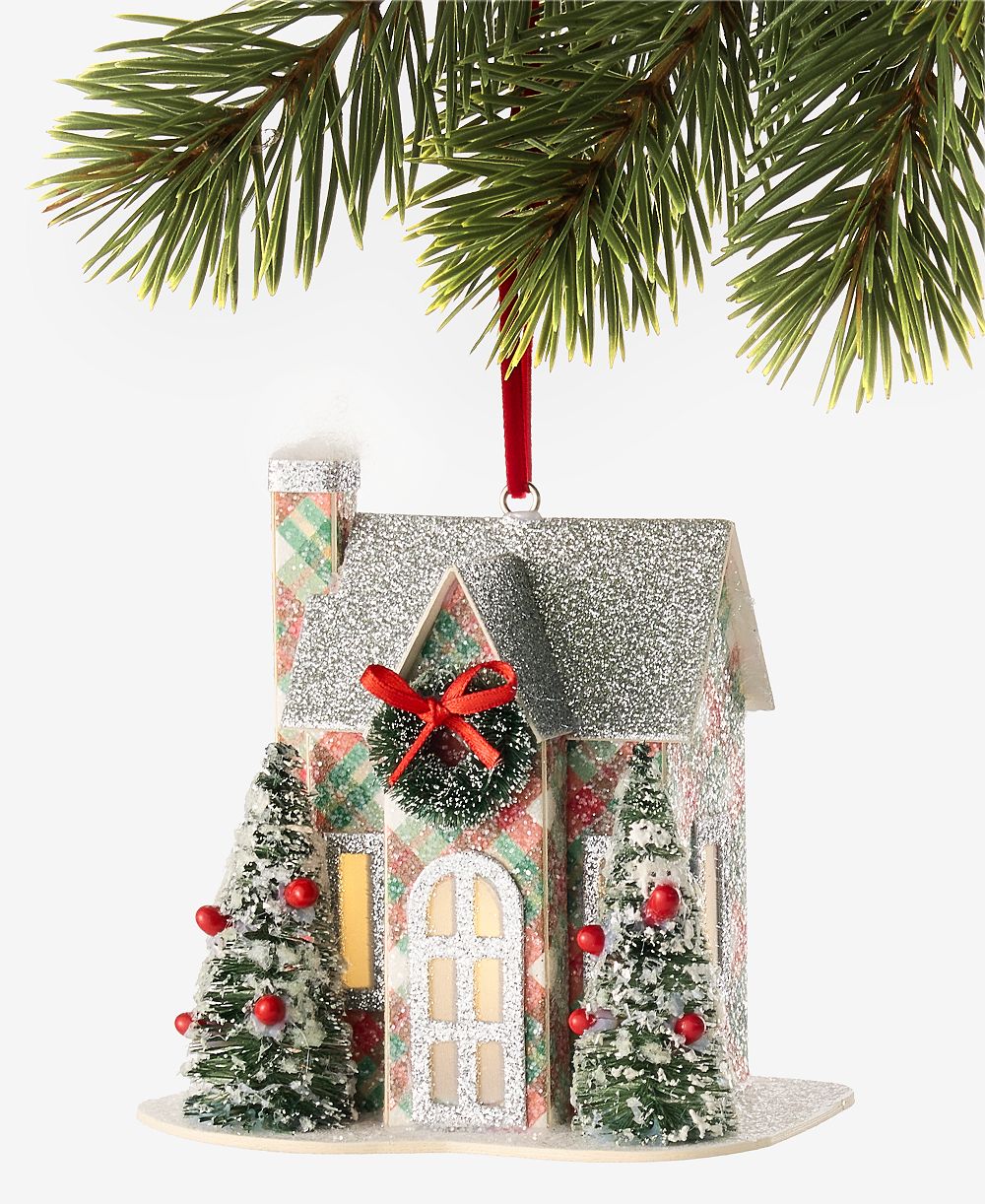 Holiday Lane Cozy Cabin LED бумажный домик орнамент, эксклюзив Macy's