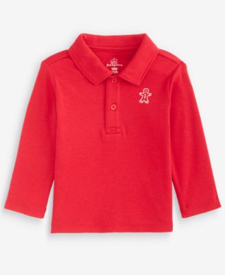 First Impressions Baby Boys' 3M-24M Mix & Match Long-Sleeve Gingerbread Polo T-Shirt, Macy's Exclusive