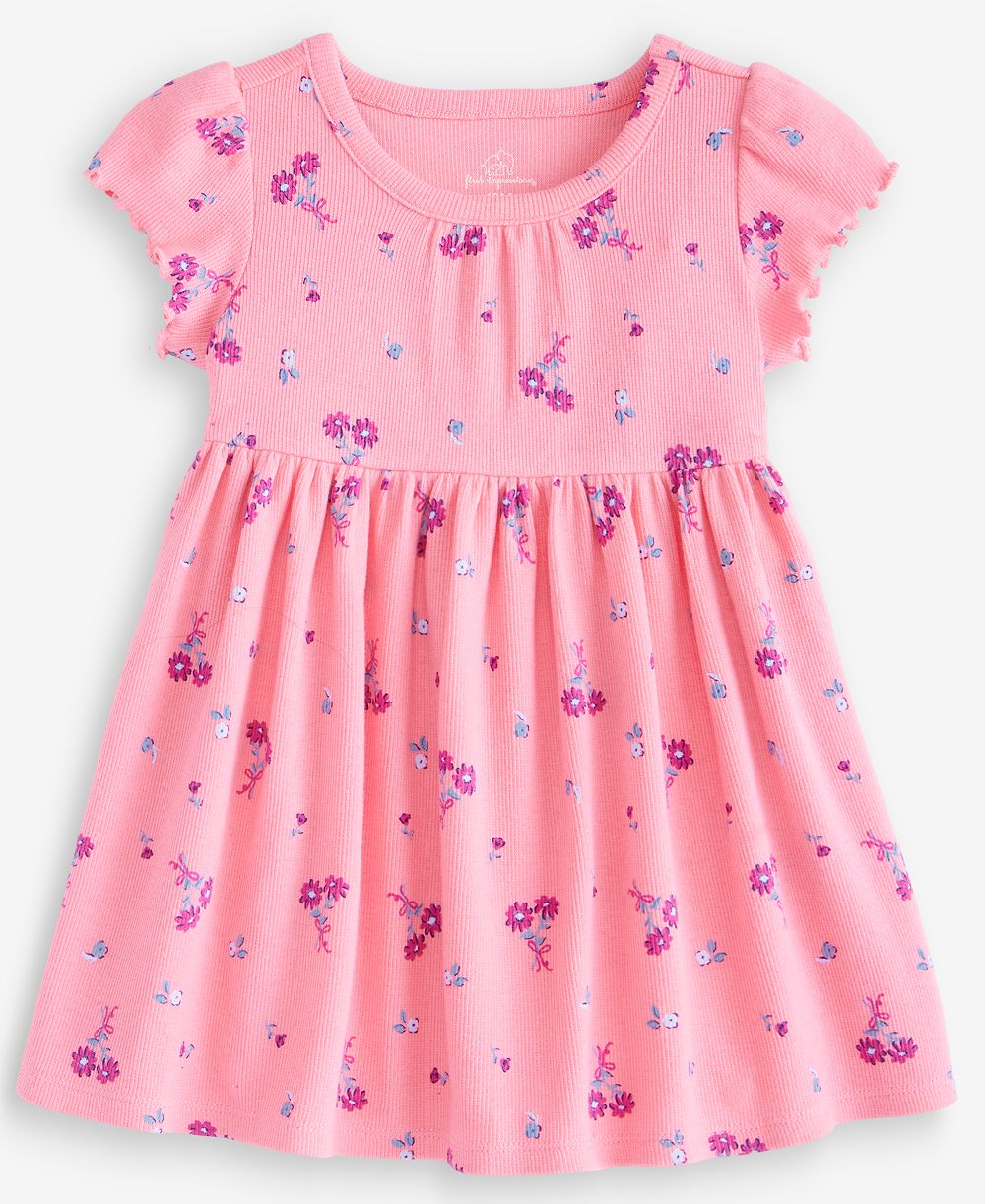 First Impressions Детское платье с цветочным принтом и коротким рукавом, 2T-4T