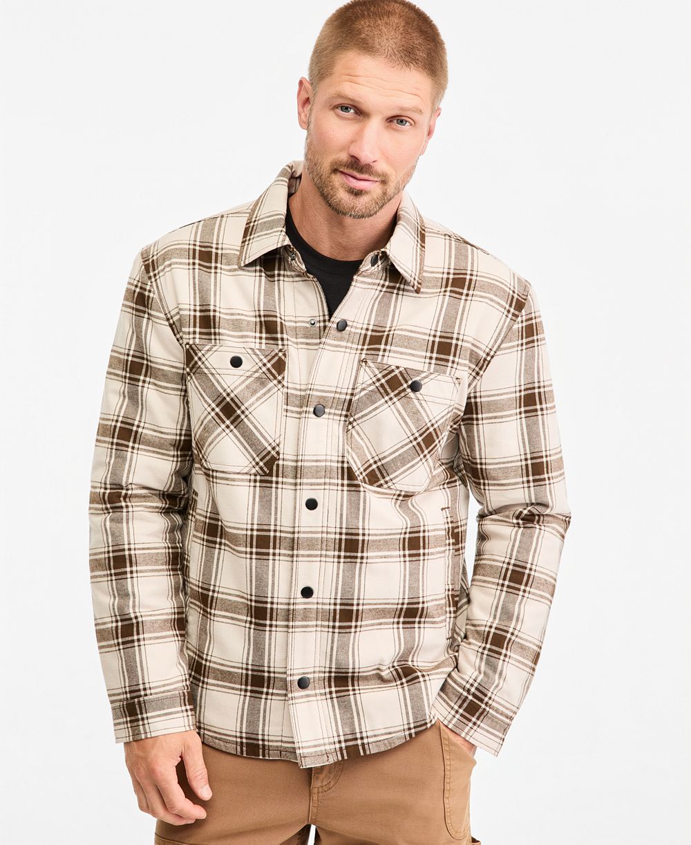 Sun + Stone Men's Plaid Shirt Jacket, Macy's Exclusive