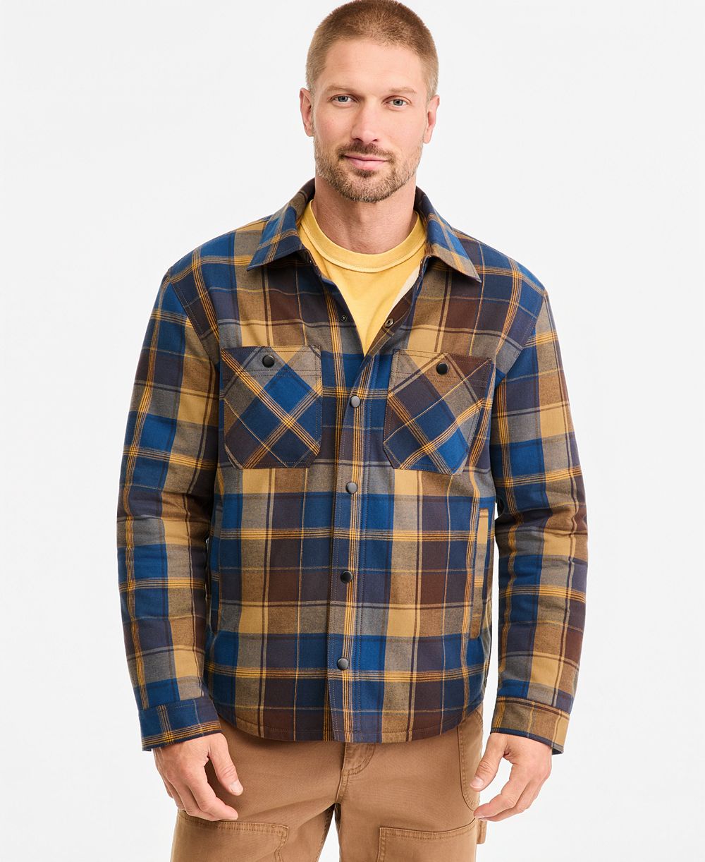 Sun + Stone Men's Plaid Regular-Fit Shirt Jacket, Macy's Exclusive