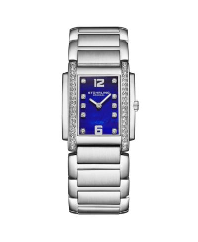 Женские кварцевые часы Stuhrling 4089.2 Serafine, прямоугольный циферблат с перламутром и кристаллами Swarovski