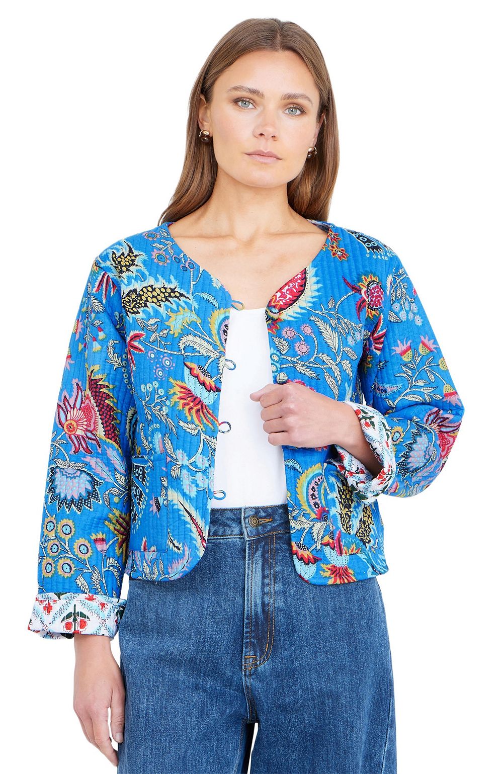Женская стеганая куртка Yumi Boho из хлопка, двусторонняя