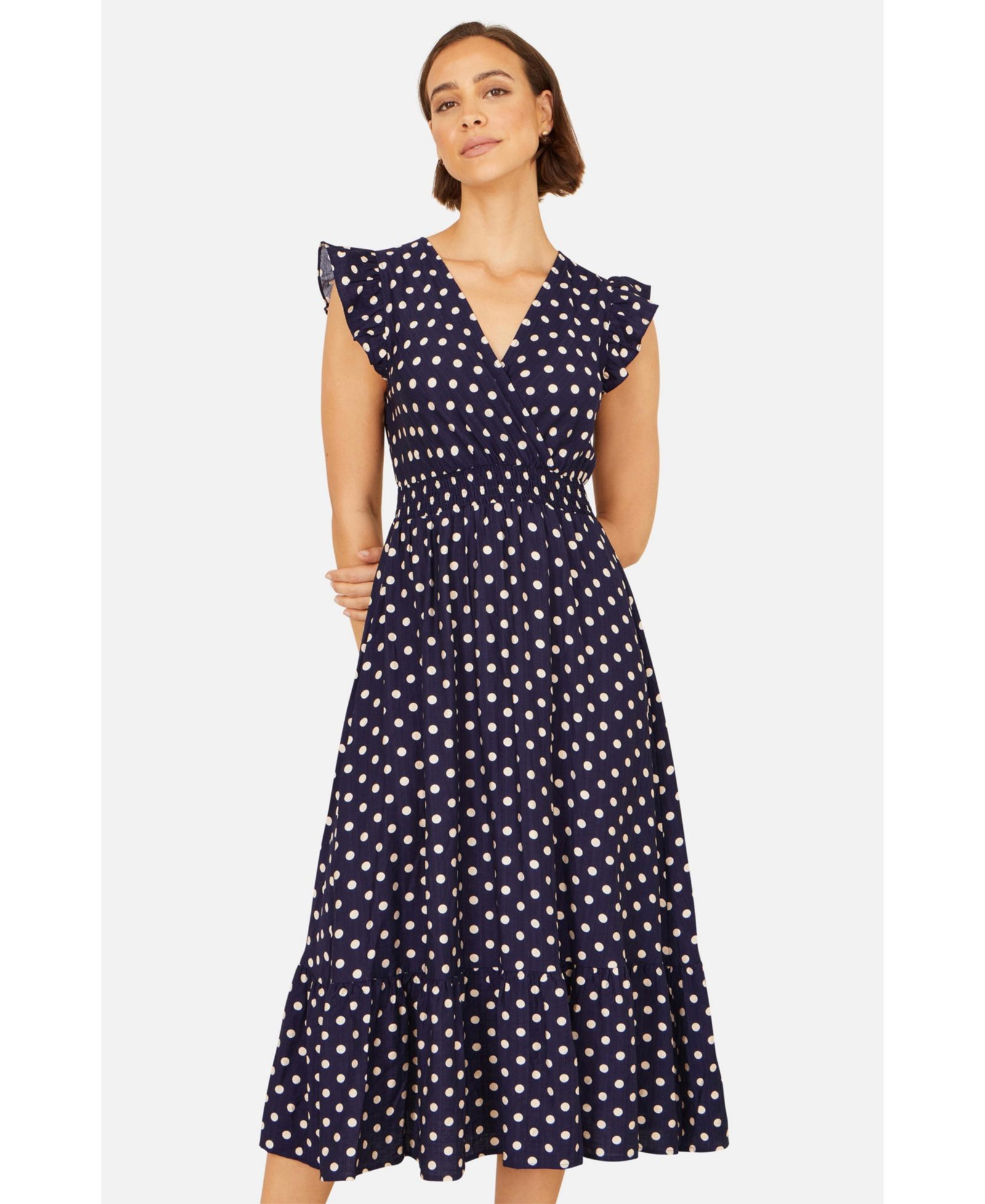 Женское миди-платье Yumi Spot Ruched Waist