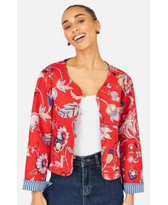 Женский стеганый куртки Yumi Boho Cotton Reversible Quilted Jacket