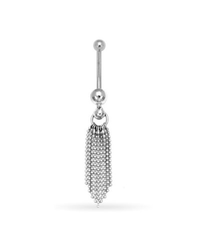 Curata Jewelry Solid 14K Gold Bead Tassel Belly Ring Body Jewelry