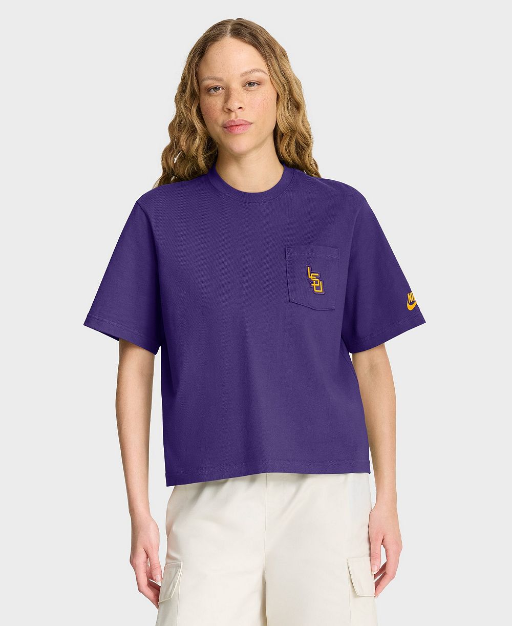Nike Women's Purple LSU Tigers Legacy Pocket Boxy T-Shirt