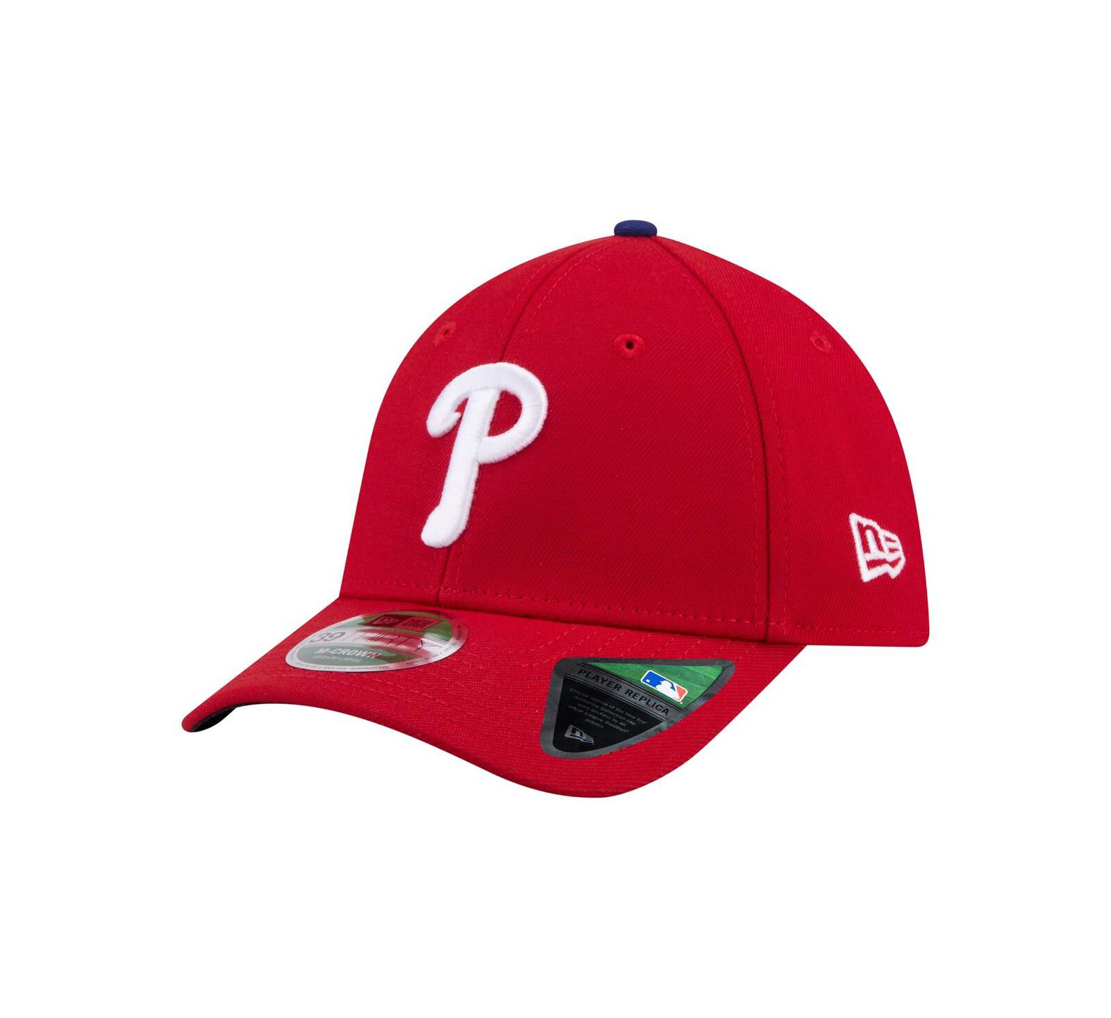 Мужская кепка New Era Red Philadelphia Phillies Player Replica 39THIRTY M-Crown Flex