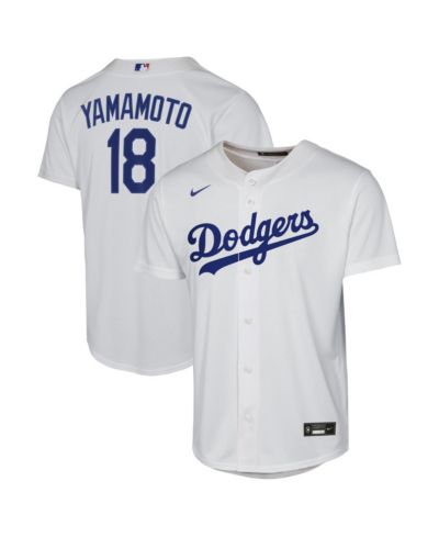 Джерси Nike Big Boys and Girls Yoshinobu Yamamoto White Los Angeles Dodgers Baseline