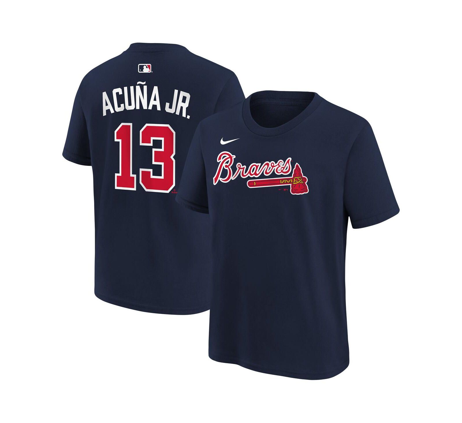 Nike Big Boys and Girls Ronald Acuña Jr. Navy Atlanta Braves Name & Number T-Shirt