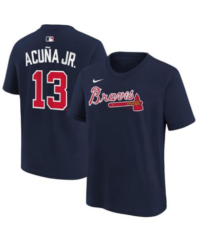 Nike Big Boys and Girls Ronald Acuña Jr. Navy Atlanta Braves Name & Number T-Shirt
