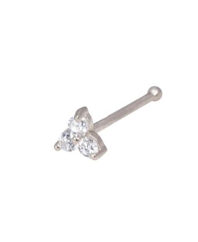 Curata Jewelry треугольное кольцо в нос с тремя камнями, 14k желтое или белое золото, кубический цирконий